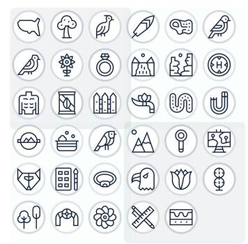 35 64 x 64 íconos para contorno en píxel alineado regular línea formato vector