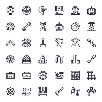 36 High Resolution Editable Icons for Mechanical in Bold Line Theme vector