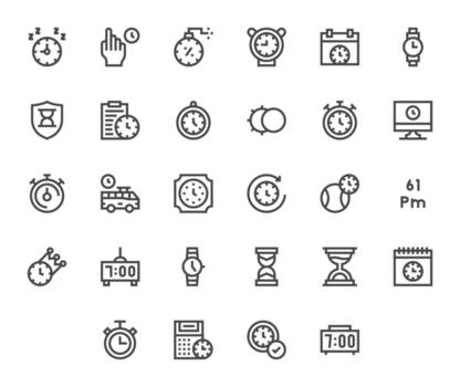 28 Retina Ready Bold Line Icons for Timer with Pixel Optimized precision vector