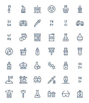 Chemical Icon Repository containing 42 Regular Line 64x64 Pixel Optimized graphics vector