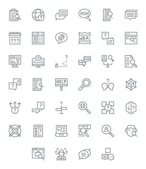 Delgado línea estilo consulta íconos con 40 retina Listo editable diseños vector