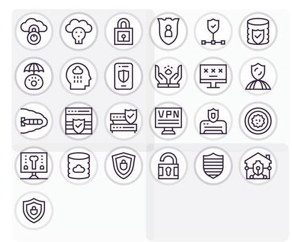 Cyber Security Ultimate Package with 25 256x256 Regular Line Pixel Aligned Icons vector