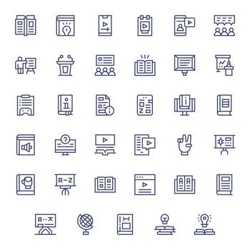 35 Regular Line Pixel Optimized Vectors for Tutorial Theme