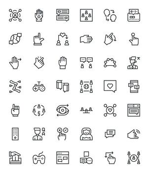 Interaction Scalable Set featuring 42 Pixel Optimized Regular Line Retina Ready Icons vector