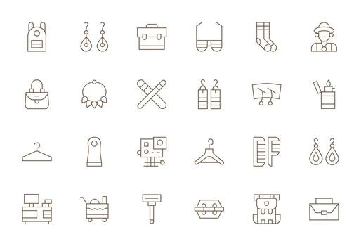 Accessories Icon Toolkit featuring 24 Pixel Optimized 64x64 Thin Line elements vector