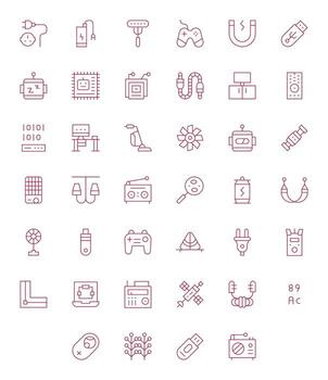 Electronics Complete Package with 40 High Resolution Thin Line Display Perfect Icons vector