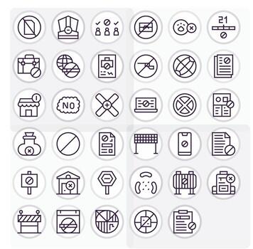 No Access including 35 High Resolution Regular Line Illustrations vector