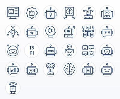 Ai Design Icons featuring 25 Display Perfect Regular Line Style vector