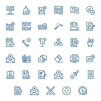 cancelar exclusivo conjunto presentando 35 regular línea píxel optimizado 64 x 64 íconos vector