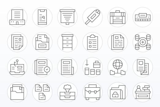 archivos icono conjunto con 24 Delgado línea alto resolución píxel alineado gráficos vector