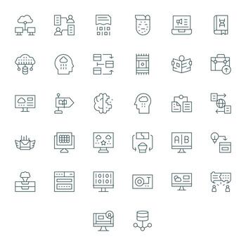 Information Technology Modern Collection with 32 Thin Line High Resolution Grid Fitted Icons vector
