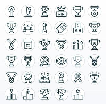 35 256x256 Regular Line Icons optimized for First Place Pixel Aligned display vector