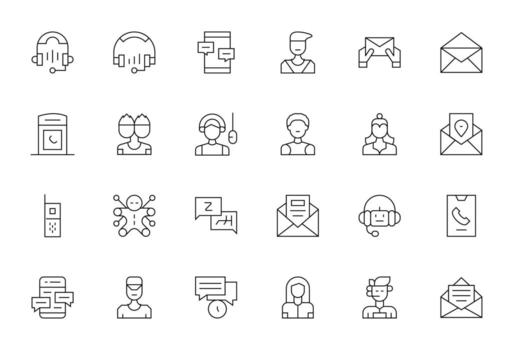 Contact Essential Set including 24 Display Perfect Thin Line High Resolution Icons vector