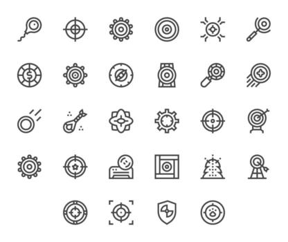 28 Bold Line Pixel Optimized Icons crafted for Aim 256x256 applications vector