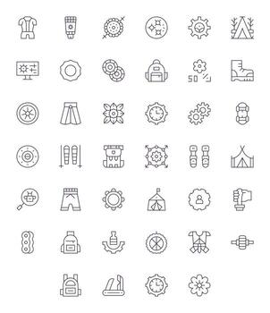 Gear Ultimate Package with 40 High Resolution Thin Line Pixel Aligned Icons vector