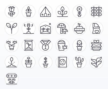 Growing PIXEL Perfect Set with 25 High Resolution Regular Line Icons vector