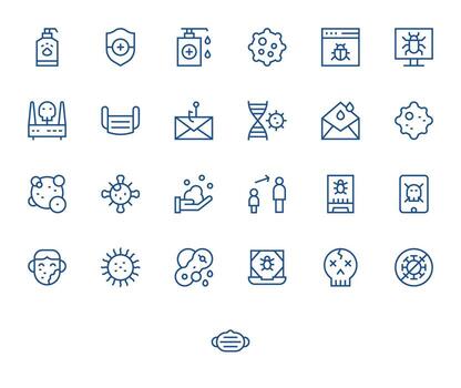 25 íconos para virus presentando 256x256 cuadrícula equipado regular línea gráficos vector