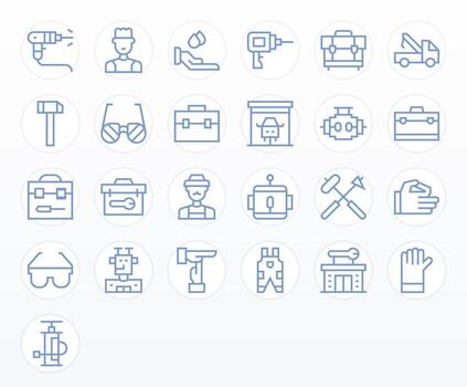 Mechanic Graphics featuring 25 Regular Line Pixel Aligned 128x128 Designs vector