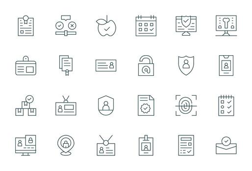 verificación píxel alineado conjunto con 24 256x256 Delgado línea íconos vector