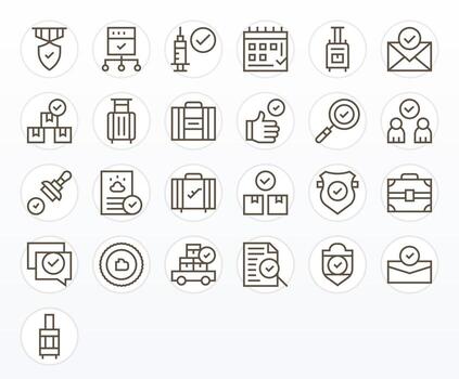 Checked Essential Set including 25 Editable Regular Line High Resolution Icons vector