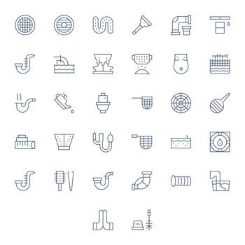 Drain Icon Toolkit featuring 32 Pixel Aligned 64x64 Thin Line elements vector