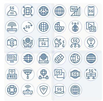 Internet acceso gráficos presentando 35 regular línea monitor Perfecto 64 x 64 diseños vector