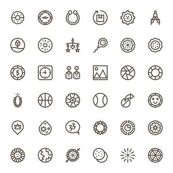 36 Bold Line Pixel Aligned Icons tailored for Circle 256x256 interface vector