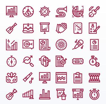 actuación icono repositorio conteniendo 36 negrita línea 64 x 64 cuadrícula equipado gráficos vector