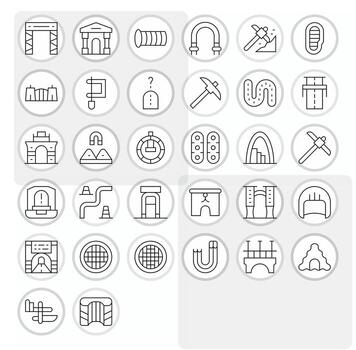 Tunnel Comprehensive Bundle with 32 Display Perfect Thin Line Retina Ready Icons vector