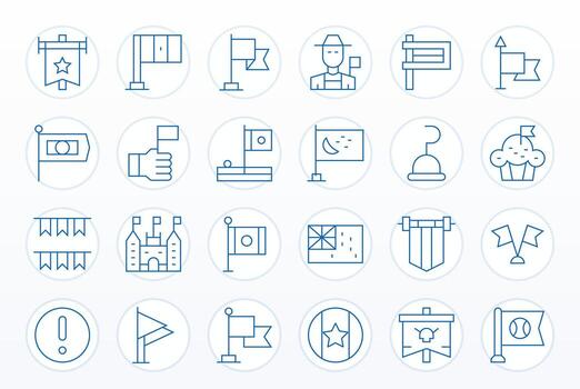 24 íconos para bandera optimizado en píxel alineado alto resolución Delgado línea resolución vector
