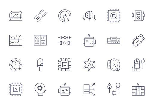 24 píxel Perfecto Delgado línea íconos diseñado para circuito interfaz vector