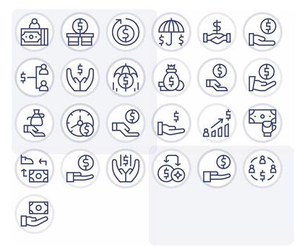 25 Icons for Compensation featuring 64x64 Editable Regular Line Graphics vector
