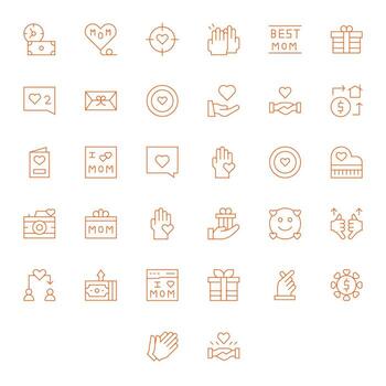 32 Thin Line Grid Fitted Icons tailored for Appreciation 256x256 interface vector