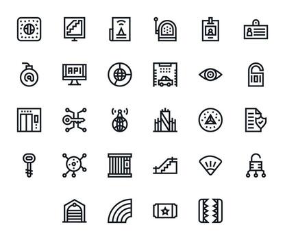 Access Icon Toolkit featuring 28 Editable 128x128 Bold Line elements vector