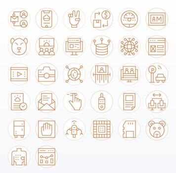 Digital Complete Package with 32 High Resolution Thin Line Detail Enhanced Icons vector