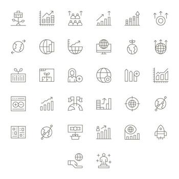 32 High Resolution Icons for Expansion with Pixel Optimized Thin Line clarity vector
