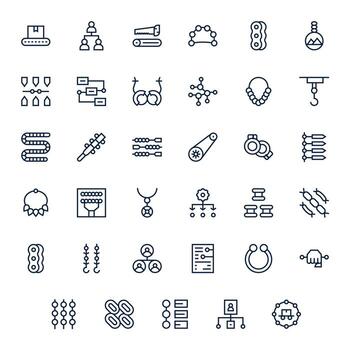 35 Regular Line Icons from Chain in High Resolution Display Perfect Quality vector