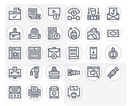 Digital File Professional Set with 28 Bold Line Grid Fitted High Resolution Icons vector