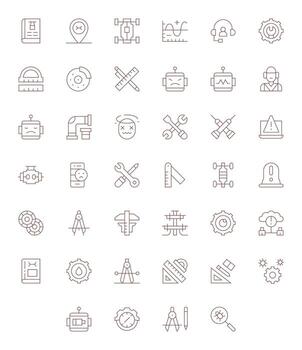40 Detail Enhanced Thin Line Icons designed for Technical Interface vector