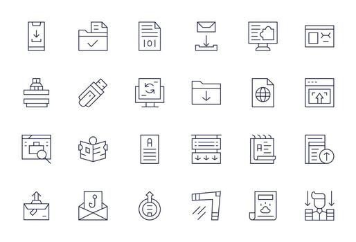 24 Thin Line Icons from Digital File in 256x256 Editable Quality vector