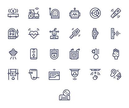 25 Regular Line Display Perfect Icons for Sensor Graphics vector