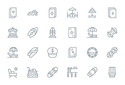 24 Pixel Aligned Thin Line Icons designed for Deck Interface vector