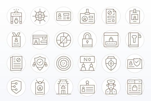 24 Retina Ready Display Perfect Icons for Access Control in Thin Line Theme vector
