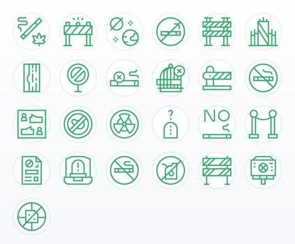 Restricted Area Icon Toolkit featuring 25 Pixel Optimized 128x128 Regular Line elements vector