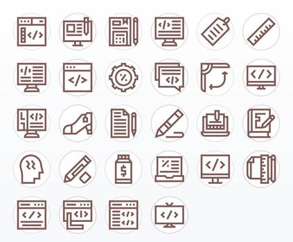 28 íconos inspirado por margen en monitor Perfecto 64 x 64 negrita línea calidad vector