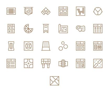 Section Scalable Set featuring 25 Pixel Aligned Regular Line 256x256 Icons vector