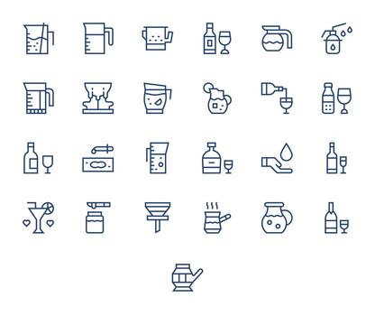 25 64x64 Regular Line Icons optimized for Pour PIXEL Perfect display vector