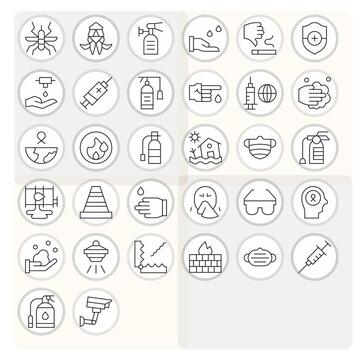 Prevention Modern Collection with 32 Thin Line 256x256 Pixel Aligned Icons vector