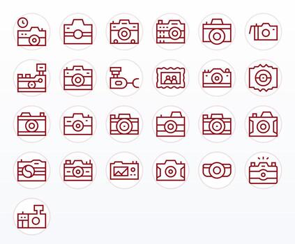 Snapshot Professional Set with 25 Regular Line Pixel Optimized Retina Ready Icons vector