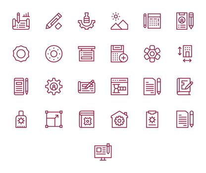 Modify Icon Library with 25 Regular Line 64x64 Editable Designs vector